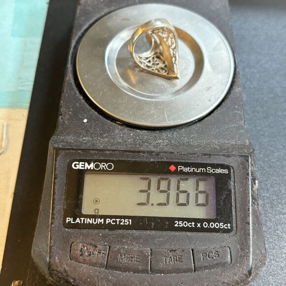 VTG Sterling Silver 925 Pierced Wavy Scroll Design Bold Statement Ring Size 7 - Picture 12 of 12